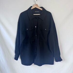 PrettyLittleThing Black Oversized Utility Shacket Size US 8